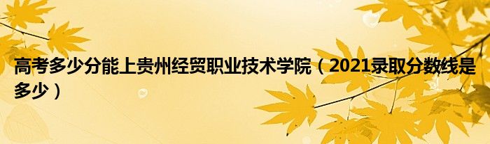 高考多少分能上貴州經(jīng)貿(mào)職業(yè)技術(shù)學(xué)院（2021錄取分數(shù)線是多少）