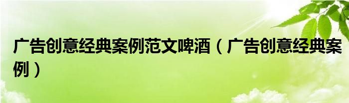 廣告創(chuàng)意經(jīng)典案例范文啤酒（廣告創(chuàng)意經(jīng)典案例）