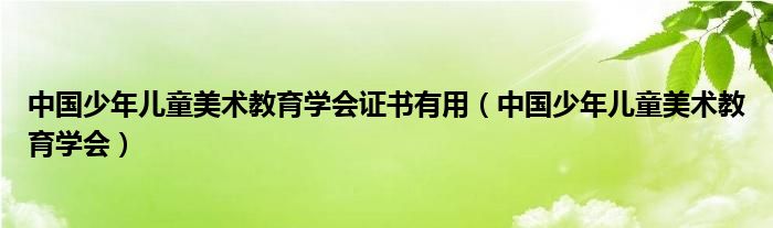 中國(guó)少年兒童美術(shù)教育學(xué)會(huì)證書(shū)有用（中國(guó)少年兒童美術(shù)教育學(xué)會(huì)）