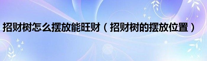 招財樹怎么擺放能旺財（招財樹的擺放位置）