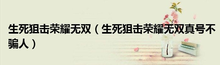 生死狙擊榮耀無雙（生死狙擊榮耀無雙真號(hào)不騙人）