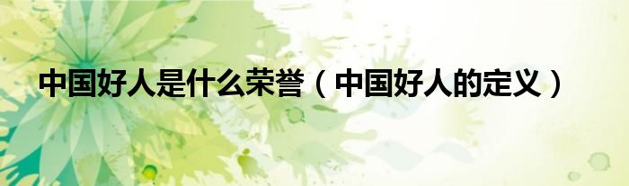 中國好人是什么榮譽（中國好人的定義）