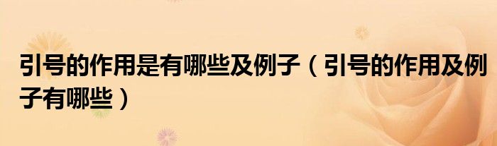 引號的作用是有哪些及例子（引號的作用及例子有哪些）
