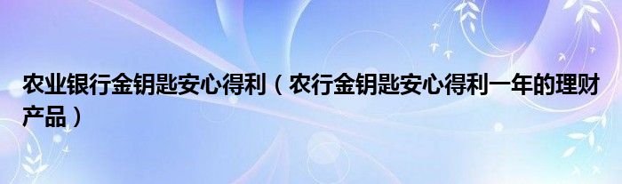 農(nóng)業(yè)銀行金鑰匙安心得利（農(nóng)行金鑰匙安心得利一年的理財(cái)產(chǎn)品）