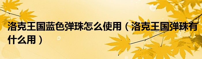 洛克王國(guó)藍(lán)色彈珠怎么使用（洛克王國(guó)彈珠有什么用）