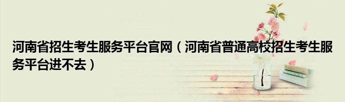 河南省招生考生服務(wù)平臺(tái)官網(wǎng)（河南省普通高校招生考生服務(wù)平臺(tái)進(jìn)不去）