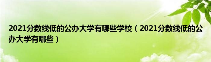 2021分?jǐn)?shù)線低的公辦大學(xué)有哪些學(xué)校（2021分?jǐn)?shù)線低的公辦大學(xué)有哪些）