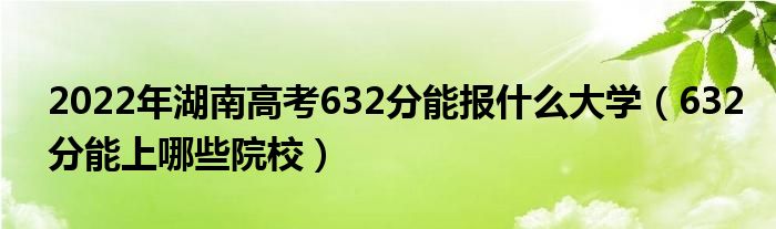 2022年湖南高考632分能報(bào)什么大學(xué)（632分能上哪些院校）