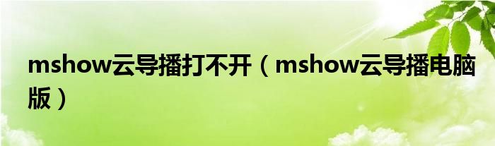mshow云導(dǎo)播打不開（mshow云導(dǎo)播電腦版）