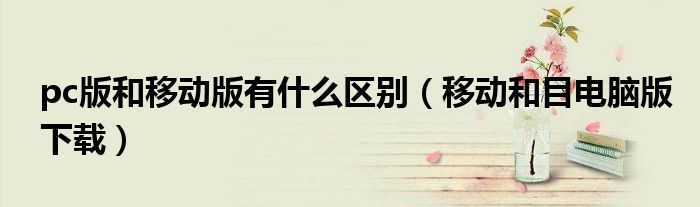 pc版和移動(dòng)版有什么區(qū)別（移動(dòng)和目電腦版下載）