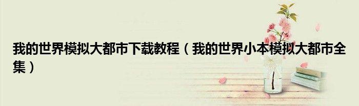 我的世界模擬大都市下載教程（我的世界小本模擬大都市全集）