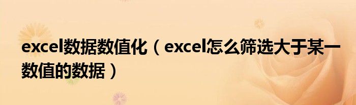 excel數(shù)據(jù)數(shù)值化（excel怎么篩選大于某一數(shù)值的數(shù)據(jù)）