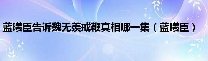 藍曦臣告訴魏無羨戒鞭真相哪一集（藍曦臣）