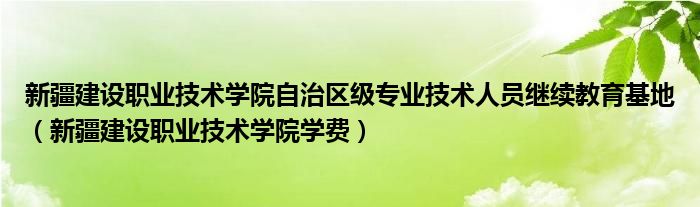 新疆建設(shè)職業(yè)技術(shù)學(xué)院自治區(qū)級專業(yè)技術(shù)人員繼續(xù)教育基地（新疆建設(shè)職業(yè)技術(shù)學(xué)院學(xué)費）