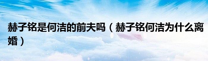 赫子銘是何潔的前夫嗎（赫子銘何潔為什么離婚）