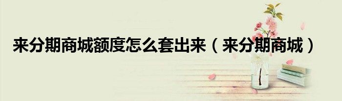 來分期商城額度怎么套出來（來分期商城）