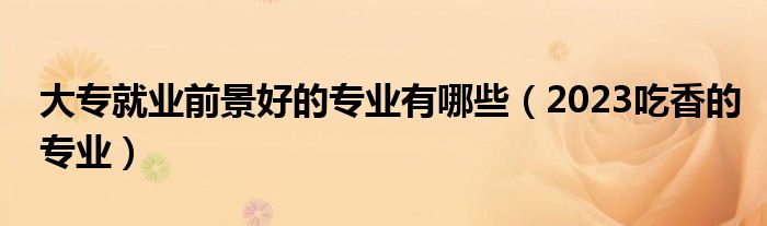 大專就業(yè)前景好的專業(yè)有哪些（2023吃香的專業(yè)）