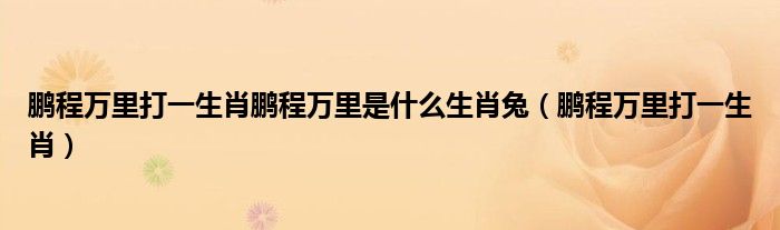 鵬程萬里打一生肖鵬程萬里是什么生肖兔（鵬程萬里打一生肖）