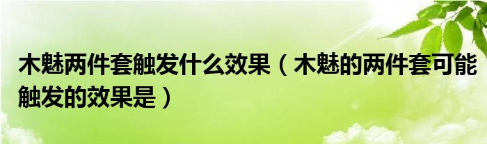 木魅兩件套觸發(fā)什么效果（木魅的兩件套可能觸發(fā)的效果是）