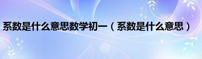 系數(shù)是什么意思數(shù)學(xué)初一（系數(shù)是什么意思）