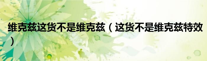 維克茲這貨不是維克茲（這貨不是維克茲特效）