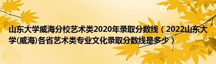 山東大學(xué)威海分校藝術(shù)類2020年錄取分?jǐn)?shù)線（2022山東大學(xué)(威海)各省藝術(shù)類專業(yè)文化錄取分?jǐn)?shù)線是多少）