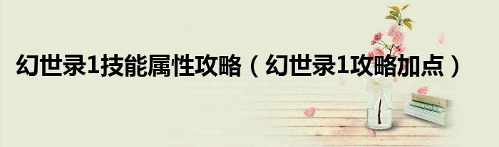 幻世錄1技能屬性攻略（幻世錄1攻略加點(diǎn)）