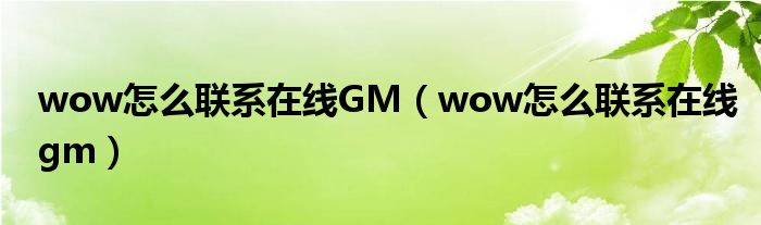 wow怎么聯(lián)系在線GM（wow怎么聯(lián)系在線gm）