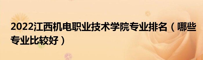 2022江西機(jī)電職業(yè)技術(shù)學(xué)院專業(yè)排名（哪些專業(yè)比較好）