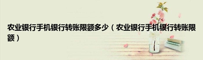 農(nóng)業(yè)銀行手機(jī)銀行轉(zhuǎn)賬限額多少（農(nóng)業(yè)銀行手機(jī)銀行轉(zhuǎn)賬限額）