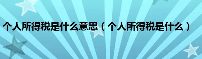 個(gè)人所得稅是什么意思（個(gè)人所得稅是什么）