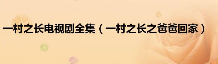 一村之長(zhǎng)電視劇全集（一村之長(zhǎng)之爸爸回家）