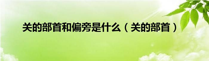 關(guān)的部首和偏旁是什么（關(guān)的部首）