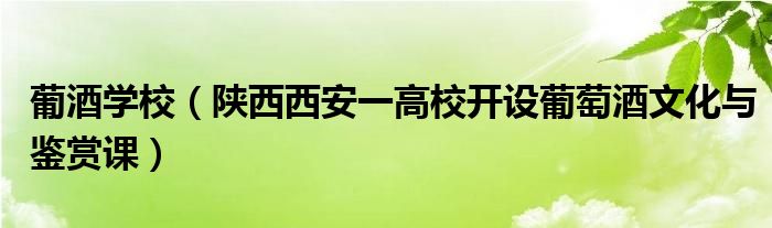 葡酒學校（陜西西安一高校開設葡萄酒文化與鑒賞課）