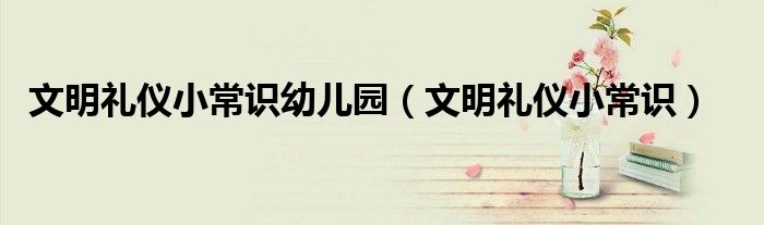 文明禮儀小常識幼兒園（文明禮儀小常識）