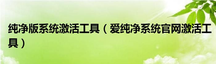 純凈版系統(tǒng)激活工具（愛(ài)純凈系統(tǒng)官網(wǎng)激活工具）