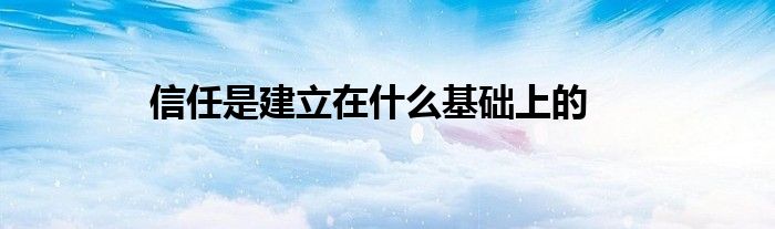 信任是建立在什么基礎(chǔ)上的