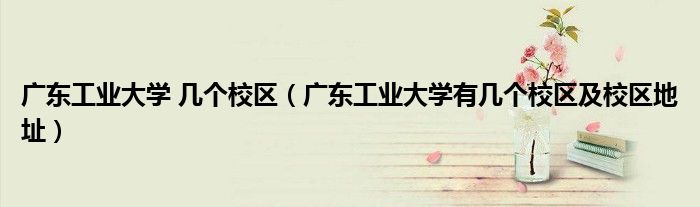 廣東工業(yè)大學(xué) 幾個(gè)校區(qū)（廣東工業(yè)大學(xué)有幾個(gè)校區(qū)及校區(qū)地址）