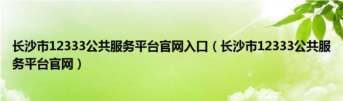 長沙市12333公共服務(wù)平臺(tái)官網(wǎng)入口（長沙市12333公共服務(wù)平臺(tái)官網(wǎng)）
