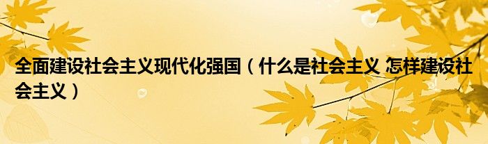 全面建設(shè)社會(huì)主義現(xiàn)代化強(qiáng)國（什么是社會(huì)主義 怎樣建設(shè)社會(huì)主義）