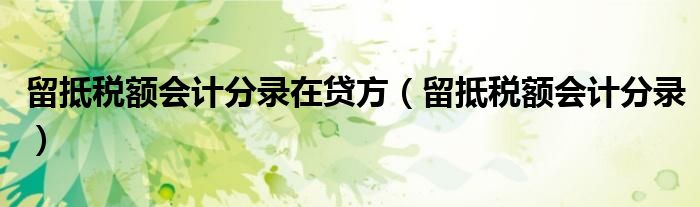 留抵稅額會(huì)計(jì)分錄在貸方（留抵稅額會(huì)計(jì)分錄）