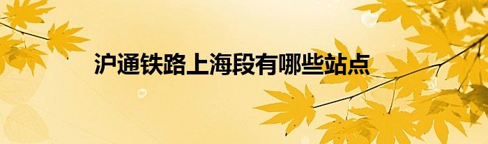 滬通鐵路上海段有哪些站點