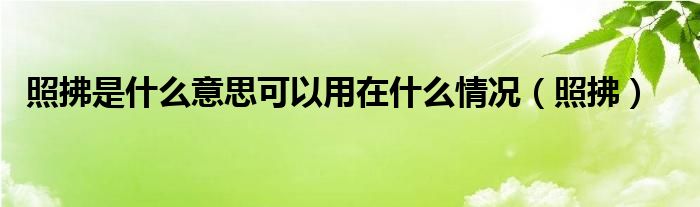 照拂是什么意思可以用在什么情況（照拂）