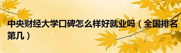中央財經(jīng)大學(xué)口碑怎么樣好就業(yè)嗎（全國排名第幾）