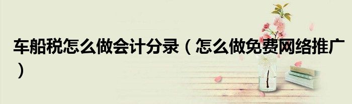 車船稅怎么做會(huì)計(jì)分錄（怎么做免費(fèi)網(wǎng)絡(luò)推廣）