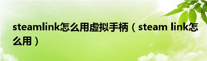 steamlink怎么用虛擬手柄（steam link怎么用）