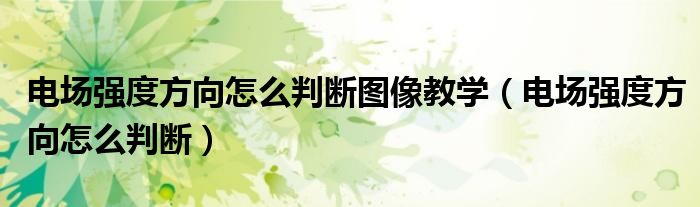 電場強度方向怎么判斷圖像教學(xué)（電場強度方向怎么判斷）