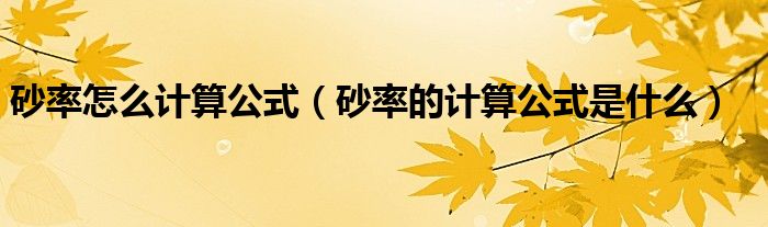 砂率怎么計(jì)算公式（砂率的計(jì)算公式是什么）