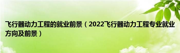 飛行器動(dòng)力工程的就業(yè)前景（2022飛行器動(dòng)力工程專業(yè)就業(yè)方向及前景）