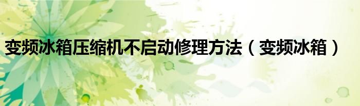 變頻冰箱壓縮機(jī)不啟動(dòng)修理方法（變頻冰箱）